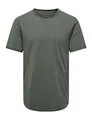 Produktbild: Herren O&S Rundhals T-Shirt Langes Einfarbiges Kurzarm Shirt Basic Shortsleeve aus Baumwolle ONSBENNE