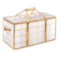 Produktbild: SONGMICS Aufbewahrungsbox, Schachteln für Weihnachtskugeln, Weihnachtsschmuck, 128 Fächer, verstellbare Trennwände, 67 x 34 x 34 cm, halbtransparent-goldfarben RFB029A01