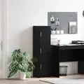 Produktbild: vidaXL Schwarzes Eichen-Sideboard Schwarze Eiche MDF und Holzfurnier