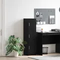 Produktbild: schmales highboard schwarz eichen-optik stauraum 31,5x32x122,5 cm