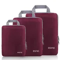 Produktbild: Eono by Amazon - Komprimierbaren Packwürfeln zur Organisation Ihres Reisegepäcks, Compression Packing Cube, Packtaschen Set & Gepäck Organizer für Rucksack & Koffer, Burgund, 3-teilig