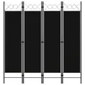 Produktbild: 4-tlg. Raumteiler Schwarz 160 x 180 cm