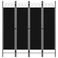 Produktbild: 4-tlg. Raumteiler Schwarz 160 x 180 cm
