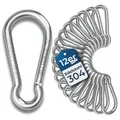 Produktbild: Der Traum 12 Stück Karabinerhaken Edelstahl, 6 x 60mm – Karabiner mit Belastbarkeit von 140 KG – Ideal für Schlüsselanhänger, Camping, Wandern, Reisen, Angeln, Rucksack (Silber)