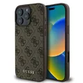 Produktbild: Guess Handyhülle Case iPhone 16 Pro Kunstleder braun mit goldfarbenen Logo 6,3 Zoll, Kantenschutz