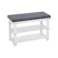 Produktbild: SONGMICS Schuhbank aus Bambus Weiß-Grau LBS604W01
