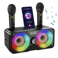Produktbild: Karaoke Maschine für Erwachsene Kinder mit 2 drahtlose Mikrofone, tragbare Bluetooth Singen PA-Lautsprechersystem mit LED-Leuchten für Home Party,Hochzeit,Kirche,Geburtstag Geschenke (K317)