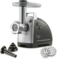 Produktbild: Moulinex Fleischwolf ME6868 Meat Mincer, 2200 W, 4 Zubehörteile inbegriffen, sicheres Reverse-System, schwarz/silber