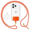 Produktbild: NALIA HoldMe Air Universal-Kette mit Pad, Band für Handy-Hülle zum Umhängen, Karabinerhaken aus Metall (gold), Schlüsselband Umhängeband 160 CM, Crossbody Lanyard mit Schlaufe, Farbe:Orange