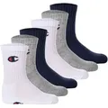 Produktbild: Champion Kinder Socken, 6er Pack - Crew Socken, einfarbig Blau/Weiß/Grau 31-34