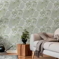 Produktbild: Metallisch Tropische Blätter Tapete Qualität Vinyl Leaf AS Creation 39355-4 Grau