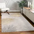 Produktbild: Teppich Wohnzimmer Kurzflor Blätter Floral Regenbogen Geometrisch Grösse 80x300 cm - Gold