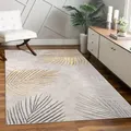 Produktbild: Teppich Wohnzimmer Kurzflor Blätter Floral Regenbogen Geometrisch 80x300 Cm, Gold - Paco Home