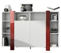 Produktbild: Vladon Highboard Ida V1 (Anrichte, mit 2 Türen und 8 offene Fächer), Weiß matt/Bordeaux Hochglanz (149 x 101 x 34 cm)