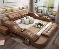 Produktbild: Doppel Luxus Leder Bett + USB Polster Betten Moderne Hotel Multifunktion massage
