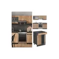 Produktbild: Vicco Küchenzeile Küchenblock Einbauküche R-Line J-Shape Anthrazit Eiche 200 cm modern Küchenschränke Küchenmöbel