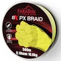 Produktbild: Paradox Fishing 8X PX geflochtene Angelschnur I Chartreuse gelb, 500M - 0,18mm - 10,8kg – Angelschnur geflochten- 8fach eng geflochten – perfekt zum Spinnfischen