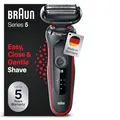 Produktbild: Braun Series 5 Rasierer Herren Elektrisch, Elektrorasierer mit 50 Min. Akku, EasyClean, Rasierapparat, Trockenrasierer, Wet & Dry, Wasserdicht, Made in Germany, 51-R1000s, Rot