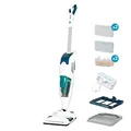 Produktbild: Rowenta Bodendampfreiniger Clean & Steam Revolution, 2 in 1 Reingung Saugen und Dampfen, Diffusor für ätherische Öle, alle Bodenarten, Anti-Kalk-Kartusche, Weiß-Blau, RY7757