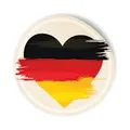 Produktbild: itenga 24x Sticker Aufkleber DEUTSCHLAND rund 4cm aus Papier I Scrapbooking I selbstklebend I Deko-Sticker für Mottoparty, Geschenke, DIY, Basteln I Aufkleber im Herz-Design in deutscher Flagge