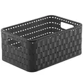Produktbild: Rotho Country Aufbewahrungskiste 4l in Rattan-Optik, Kunststoff (PP) BPA-frei, anthrazit, A6+/4l (23.7 x 15.8 x 10.8 cm)