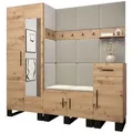 Produktbild: Abiks Möbel Garderoben-Set, Eiche Artisan, Creme, Holz, Nachbildung, 2-Sitzer, 8 Fächer, 1 Schubladen, 200x196x45.6 cm, Garderobe, Garderoben-Sets & Serien, Garderoben-Sets