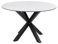 Produktbild: AC Design Furniture Heather Runder Esstisch für 4 Personen, Tischplatte in Weißer Marmoroptik und Metallkreuzgestell, Küchentisch mit Keramikoberfläche, Hitzebeständig, Kratzfest, Ø: 119 x H: 75,5 cm