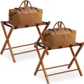 Produktbild: Kofferregal - Set von 2 - Holz - Klappbar - 54 x 66 x 48 cm - Gepäckregal - Schlafzimmer