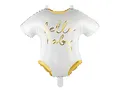 Produktbild: PartyDeco Folienballon Strampler Hello Baby 51 cm x 1 Stück Luftballons für Babyparty weiß Gold zur Geburt Junge Mädchen