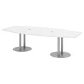 Produktbild: HAMMERBACHER Konferenztisch KT28S weiß Tonnenform, Rundrohr silber, 280,0 x 85,0 - 130,0 x 74,0 cm