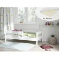 Produktbild: Kinderbett Lina 200x90 Kinderbett mit Rausfallschutz & Lattenrost weiß 90 x 200 für Mädchen und Jungen Massivholz Kiefer, mit Matratzen, ohne Sc... - Weiß