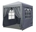 Produktbild: QUICK STAR Pop-Up-Pavillon 2 x 2 m Smoky Grau mit 4 Easy-Klett Seitenwänden 2 mit Reißverschlüssen