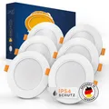 Produktbild: LED Einbaustrahler 230V flach 6er Set 9W – IP54 Deckenstrahler für Bad – 3000...