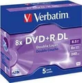 Produktbild: Verbatim 5 x DVD+R DL - 8.5 GB (240 Min.) 8x - mattsilber - Jewel Case (Schachtel)