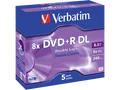 Produktbild: VERBATIM 43541 DVD+R Double Layer 8.5GB 8X 5PK Jewel Case Matt Silver Rohling