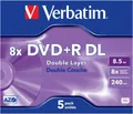 Produktbild: Verbatim DVD-Rohlinge DVD+R DL 8,5GB 8X 5er JC 5 Stück