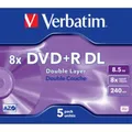Produktbild: 5x Verbatim DVD+R DL Double Layer Rohlinge 8,5GB 8x Schreiben Jewel Case