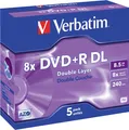 Produktbild: VERBATIM 43541 DVD+R Double Layer 8.5GB 8X 5PK Jewel Case Matt Silver Rohling