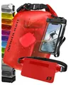 Produktbild: Nordlight wasserdichte Tasche 3er Set (Rot) - Dry Bag 10l + wasserdichte Handyhülle + wasserdichte Hüfttasche | IPX8 Schutz | Mit Verstellbaren Gurten Für Strand, Stand Up Paddling