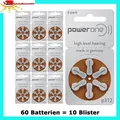 Produktbild: 60 Batterien PowerOne Typ 312 BATTERIEN  PR41  p312 HÖRGERÄTE BATTERIE Braun