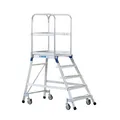 Produktbild: Zarges Podestleiter fahrbar mit 5 Leichtmetall-Stufen Podesttreppe mit Rollen