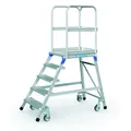 Produktbild: Zarges Alu Podesttreppe fahrbar Treppe mit Podest Podestleiter 5 Stufen 41973
