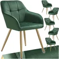 Produktbild: tectake® Esszimmerstuhl, gepolstert, in Samtoptik, gesteppt, schlanke, goldene Stahlbeine, 58 x 62 x 82 cm