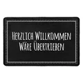 Produktbild: Pechkeks Fußmatte mit Spruch „Herzlich Willkommen wäre übertrieben. “ (67 x 43cm; rutschfest, waschbar, schwarz)