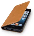 Produktbild: WIIUKA Echt Ledertasche - TRAVEL - für Apple iPhone 5 / 5S / SE Hülle mit Kartenfach, Cognac Braun, extra Dünn, Leder Tasche kompatibel mit iPhone 5/5S/SE