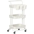 Produktbild: Servierwagen Rollwagen mit 3 Etagen, Ablagekörben, Küchenwagen mit Haken