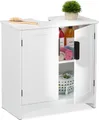 Produktbild: Relaxdays Waschbeckenunterschrank mit 2 Türen, HxBxT: 60 x 60 x 30 cm, aus MDF, Badunterschrank für Waschbecken, weiß