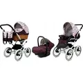 Produktbild: Babylux® Classic White | 3in1 Kinderwagen Set | Maroon Flowers | Kombikinderwagen | Kinderwagens