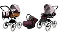 Produktbild: BabyLux Kinderwagen 3in1 mit Autositz für Kleinkinder – Kinderwagen für Neugeborene und Kleinkinder –– Baby Neugeborenen Kinderwagen – 59x105x125cm – Max 15kg – Maroon Flowers White Frame