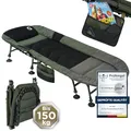 Produktbild: Q-Tac Karpfenliege [Stabil, Bequem & Leicht zu Reinigen] - Angelliege mit extragroßen Schlammfüßen, Angelliege Karpfenliege, Campingliege, Feldbett